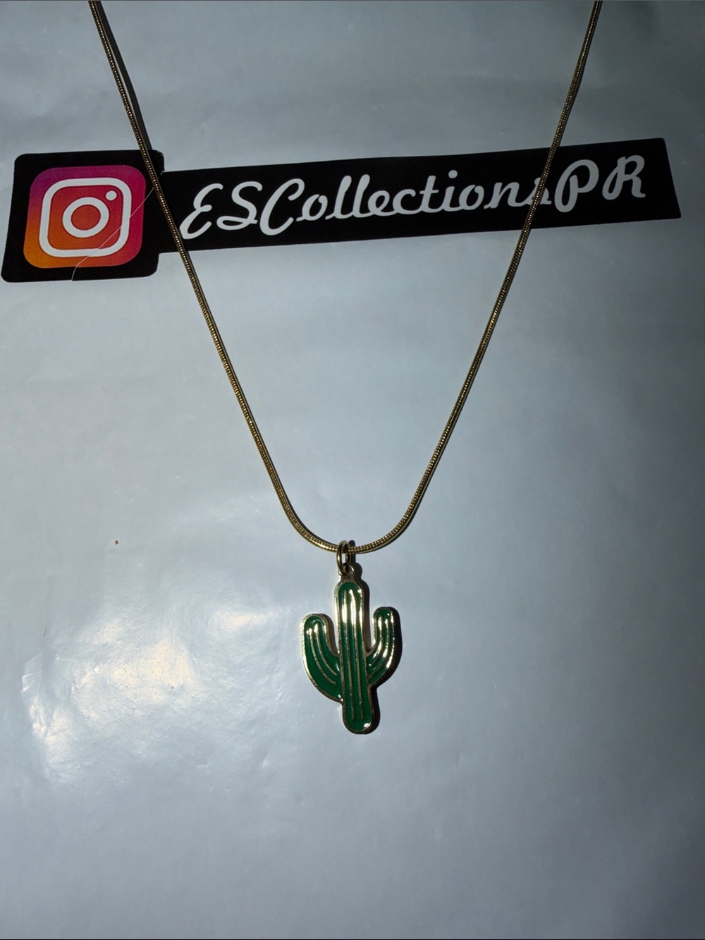Green Cactus Pendant Necklace